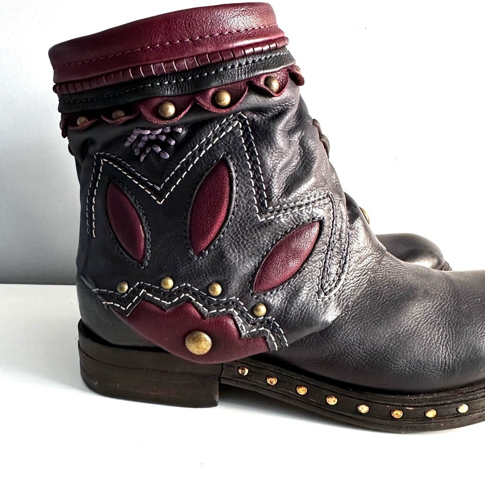 A.S.98 Black and Burgundy Ankle Boots - Picture 6 of 16